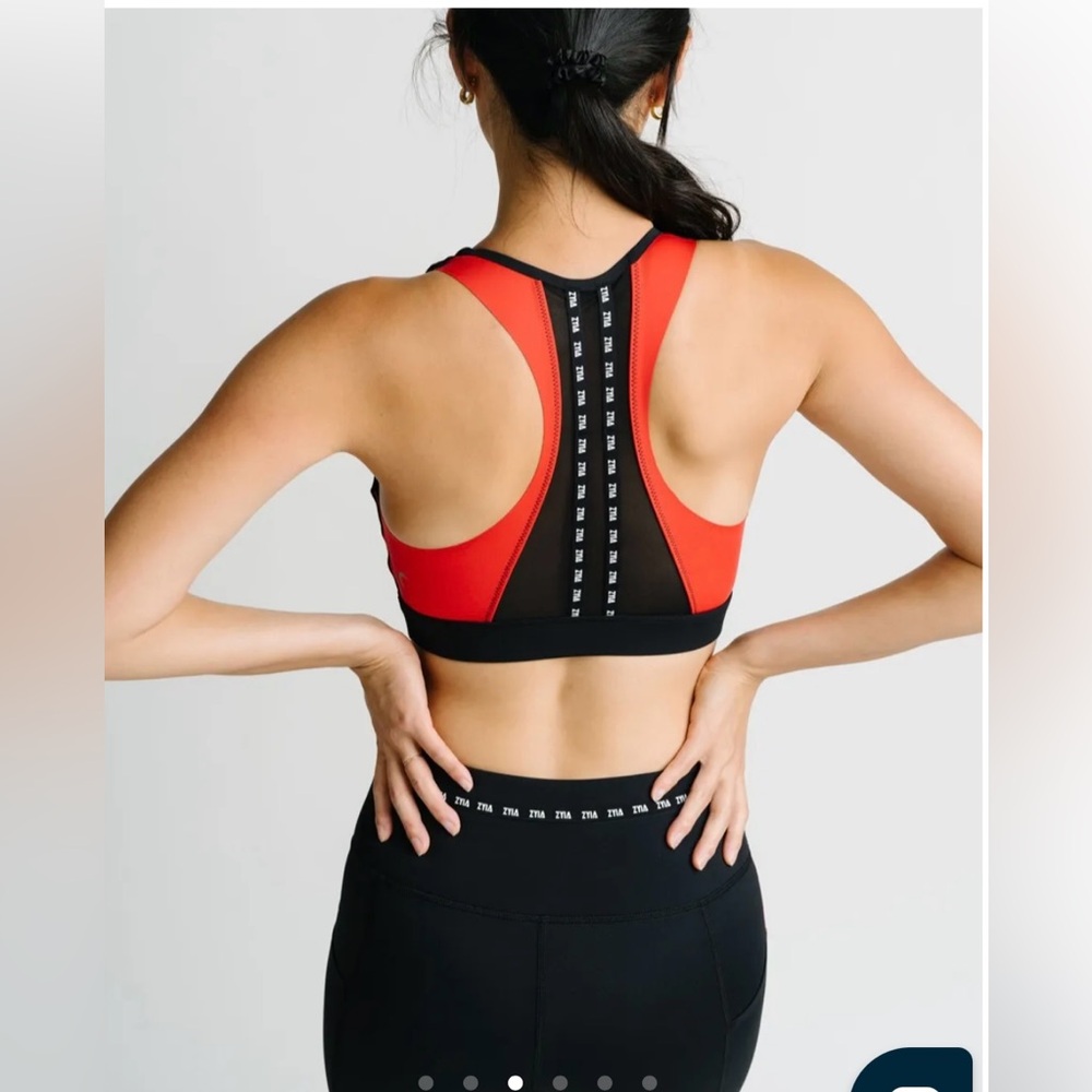 Zyia Red on Black Game Day Light N Tight Bra